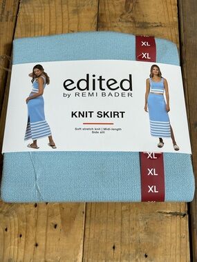 Edited by Remi Bader Sky Blue Knit Midi Skirt